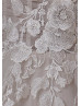 Square Neck Ivory Embroidered Lace Tulle Floral Wedding Dress